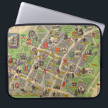 Kaart van Oxford, Engeland (Britse spoorwegen) Laptop Sleeve<br><div class="desc">"Oxford. British Reilways. J.P. Sayer". Pictorial poster map van de stad Oxford, van 1949 door J.P. Sayer. De kaart is door de Britse spoorwegen gepubliceerd om het treinverkeer te bevorderen. Voorzien van belangrijke mijlpalen, samen met cijfers in de periode kostuums, ter illustratie van de gespannen geschiedenis van Oxford. Alle colleges...</div>