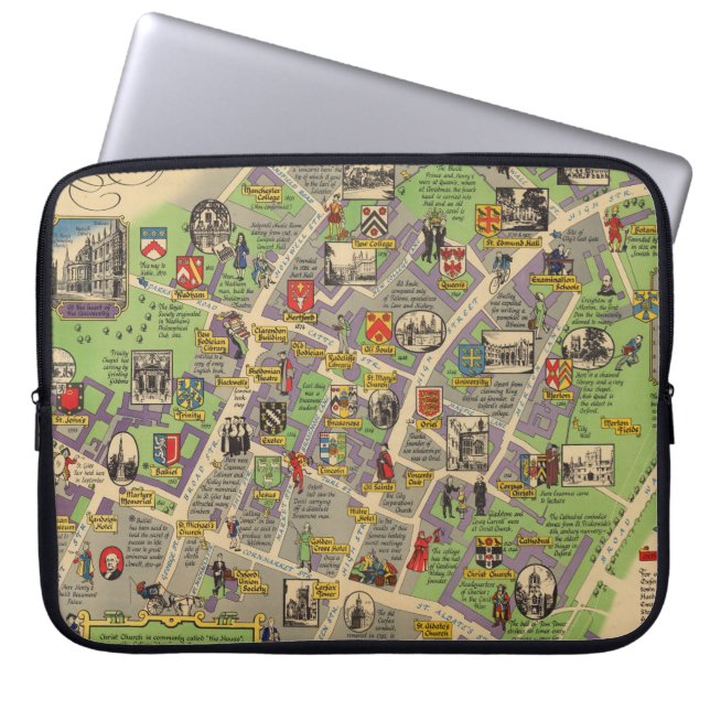 Kaart van Oxford, Engeland (Britse spoorwegen) Laptop Sleeve (Voorkant)
