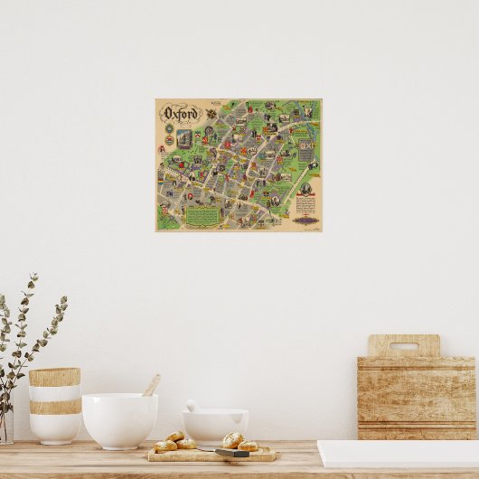 Kaart van Oxford, Engeland (Britse spoorwegen) Poster (Keuken)