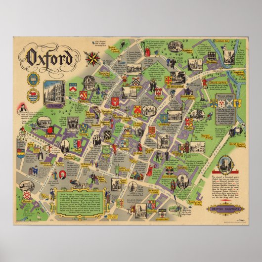 Kaart van Oxford, Engeland (Britse spoorwegen) Poster (Voorkant)