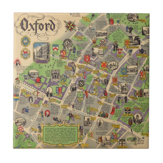 Kaart van Oxford, Engeland (Britse spoorwegen) Tegeltje (Voorkant)