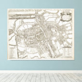  kaart van Oxford England (1675) Canvas Afdruk (Insitu (Houten vloer))