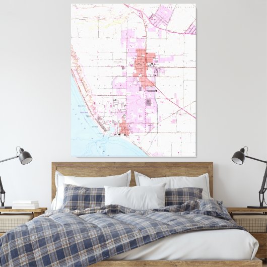  kaart van Oxnard California (1949) Canvas Afdruk (Insitu (Slaapkamer))