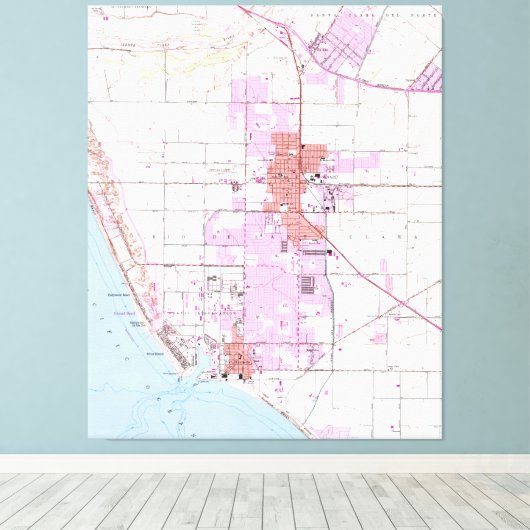  kaart van Oxnard California (1949) Canvas Afdruk (Insitu (Houten vloer))
