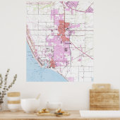  kaart van Oxnard California (1949) Poster (Keuken)