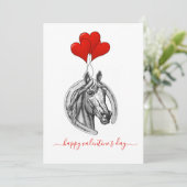 Kaart van  paard en hart van Valentijnsdag (Staand voorkant)