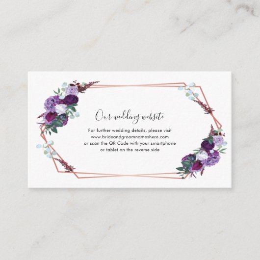 Kaart van Paarse Floral Wedding Website (Voorkant)