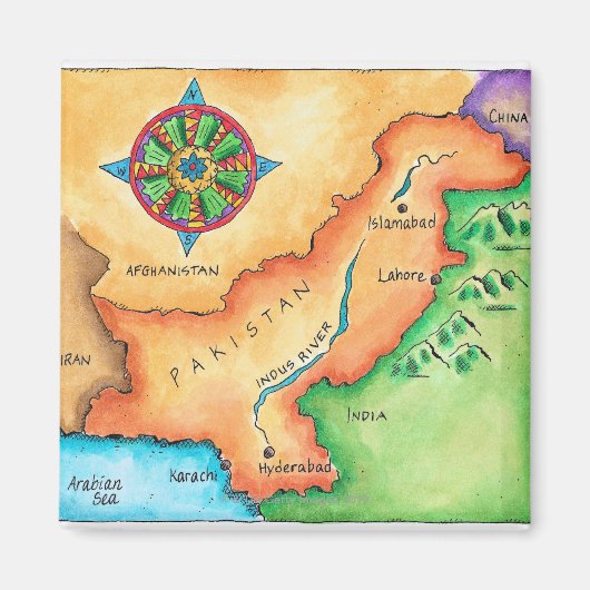 Kaart van Pakistan Magneet (Voorkant)
