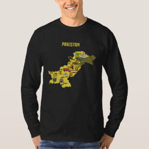 kaart van Pakistan Pakistaanse symbolen cultuur en T-shirt