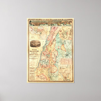 Kaart van Palestina en alle bijbelse gebieden Canvas Afdruk