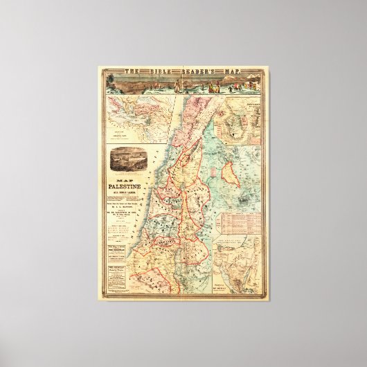 Kaart van Palestina en alle bijbelse gebieden Canvas Afdruk (Voorkant)