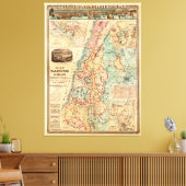 Kaart van Palestina en alle bijbelse gebieden Canvas Afdruk (Insitu (Woonkamer))