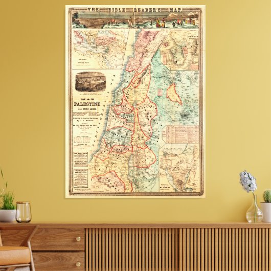 Kaart van Palestina en alle bijbelse gebieden Canvas Afdruk (Insitu (Woonkamer))