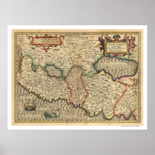 Kaart van Palestina en omringende gebieden 1710 Poster