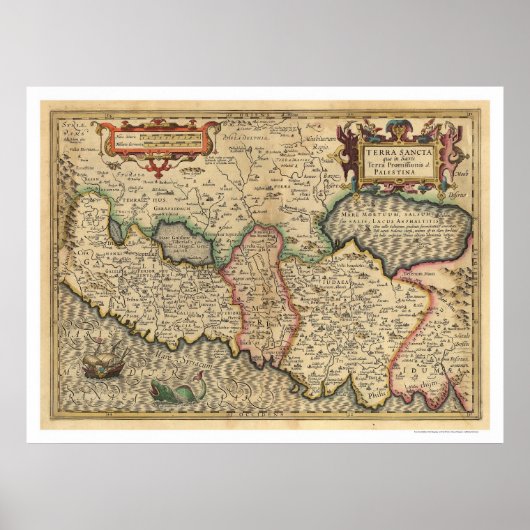 Kaart van Palestina en omringende gebieden 1710 Poster (Voorkant)