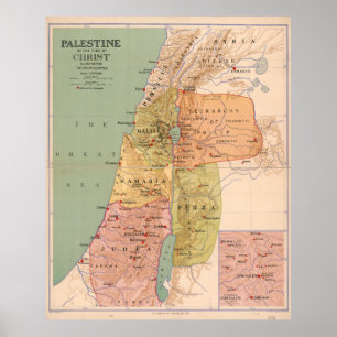 Kaart van Palestina in Tijd van Christus (tot 70 D Poster