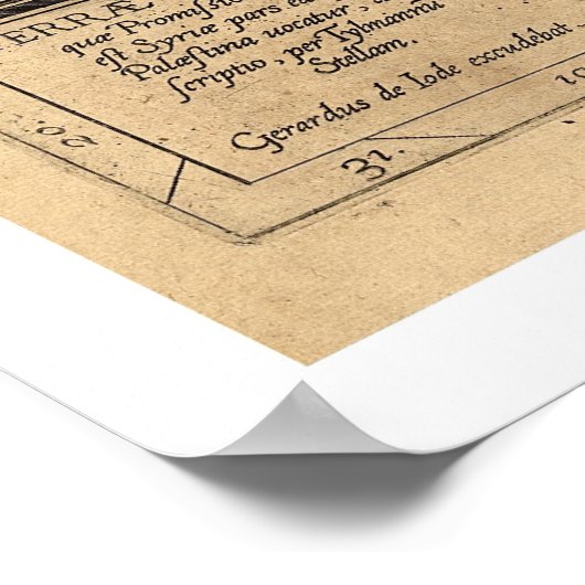 Kaart van Palestina met Tilemann Stella 1600 Poster (Hoek)