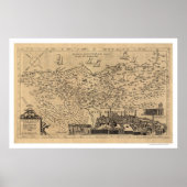 Kaart van Palestina met Tilemann Stella 1600 Poster (Voorkant)