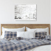 Kaart van Palestina, van een Passover Haggadah Canvas Afdruk (Insitu (Slaapkamer))
