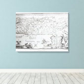 Kaart van Palestina, van een Passover Haggadah Canvas Afdruk (Insitu (Houten vloer))