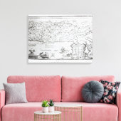 Kaart van Palestina, van een Passover Haggadah Canvas Afdruk (Insitu (Woonkamer))