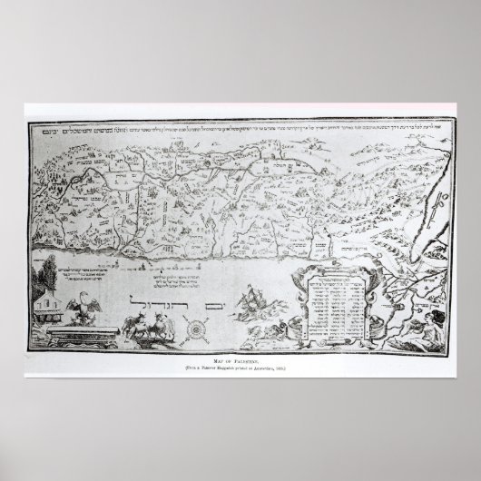 Kaart van Palestina, van een Passover Haggadah Poster (Voorkant)