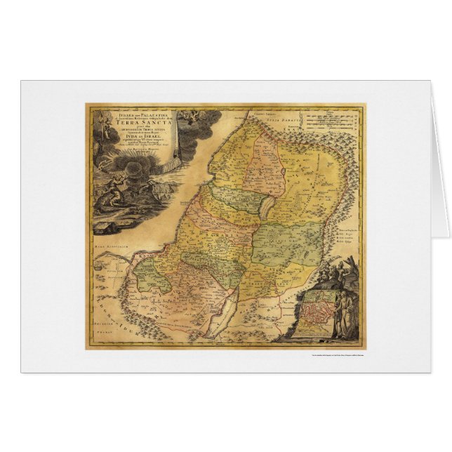 Kaart van Palestina van Johann Baptist Homann 1715 (Voorkant Horizontaal)