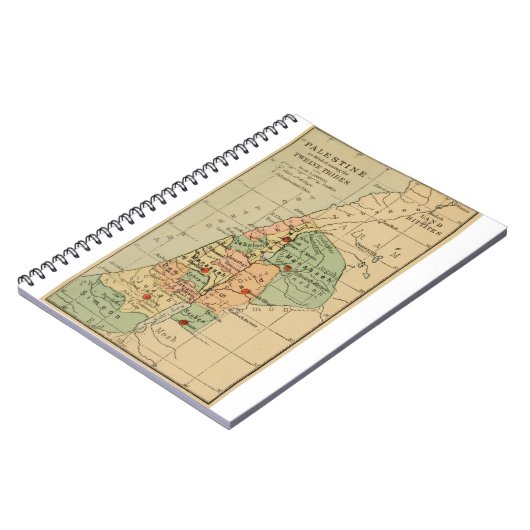 Kaart van Palestina Verdeeld door de 12 stammen va Notitieboek (Linkerzijde)