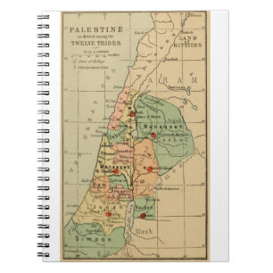 Kaart van Palestina Verdeeld door de 12 stammen va Notitieboek