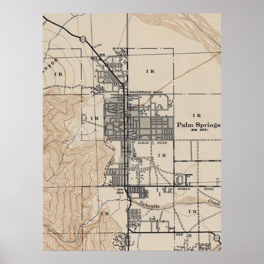 kaart van Palm Springs California (1942) Poster (Voorkant)