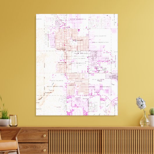  kaart van Palm Springs California (1957) 2 Canvas Afdruk (Insitu (Woonkamer))
