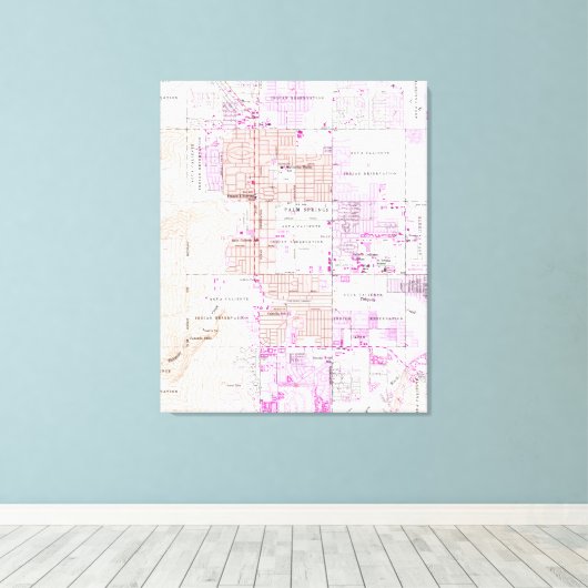  kaart van Palm Springs California (1957) 2 Canvas Afdruk (Insitu (Houten vloer))