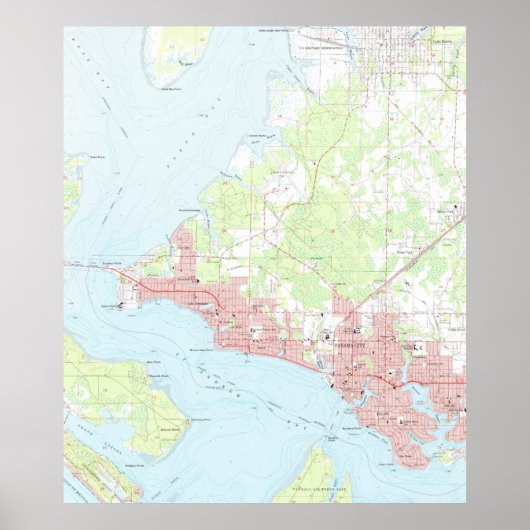  kaart van Panama City Florida (1956) Poster (Voorkant)