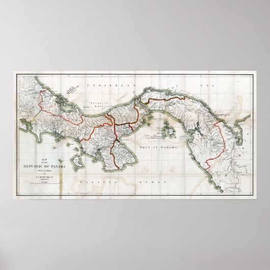 Kaart van Panama van 1912 Poster (Voorkant)