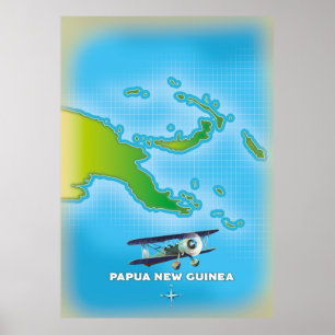 kaart van papoea-nieuw-guinea. poster