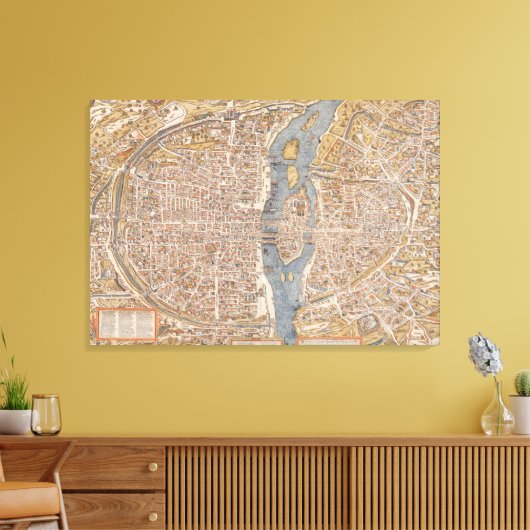  kaart van Parijs (1550) Canvas Afdruk (Insitu (Woonkamer))