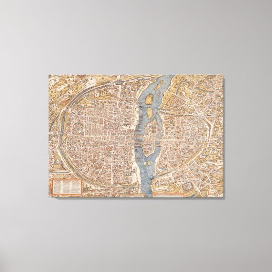 kaart van Parijs (1550) Canvas Afdruk (Voorkant)