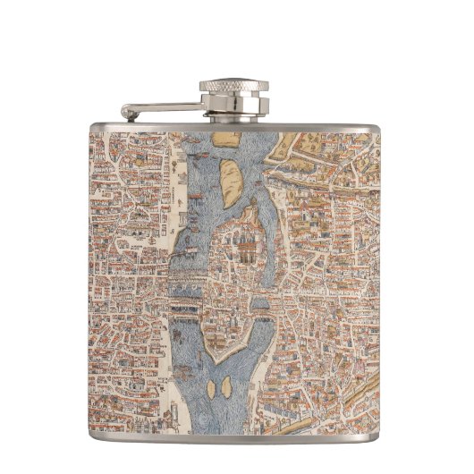  kaart van Parijs (1550) Heupfles (Voorkant)