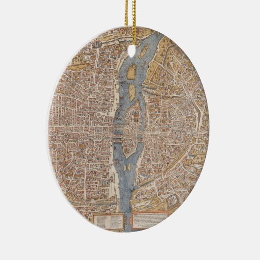 kaart van Parijs (1550) Keramisch Ornament (Rechts)