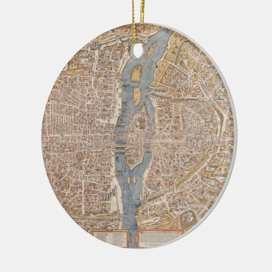 kaart van Parijs (1550) Keramisch Ornament (Links)