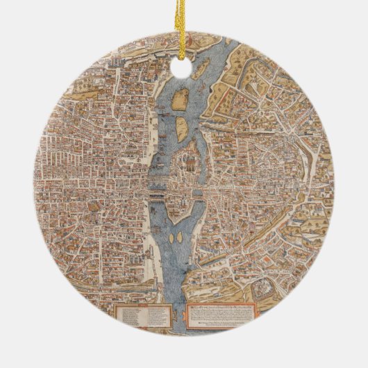 kaart van Parijs (1550) Keramisch Ornament (Achterkant)