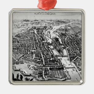 Kaart van Parijs, 1620 Metalen Ornament