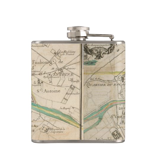  kaart van Parijs (1678) Heupfles (Achterkant)