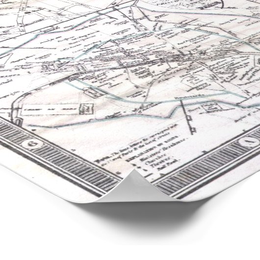  kaart van Parijs (1865) Poster (Hoek)