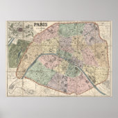  kaart van Parijs (1878) Poster (Voorkant)