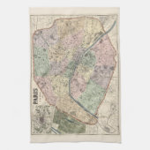 kaart van Parijs 1878 Theedoek (Verticaal)