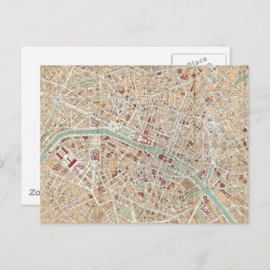  kaart van Parijs (1892) (Voorkant / Achterkant)