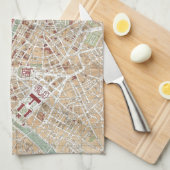 kaart van Parijs (1892) Theedoek (Quarter Fold)