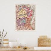 kaart van Parijs, 1900 - 19e arrondissement Poster (Keuken)