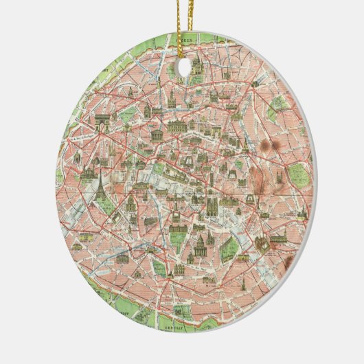  kaart van Parijs (1920) Keramisch Ornament (Links)
